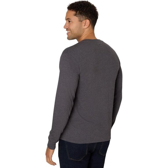 TBeefy Men Cotton Henley Long Slate Heather Sleeve Shirt Casual Classic Soft Top - Picture 2 of 5